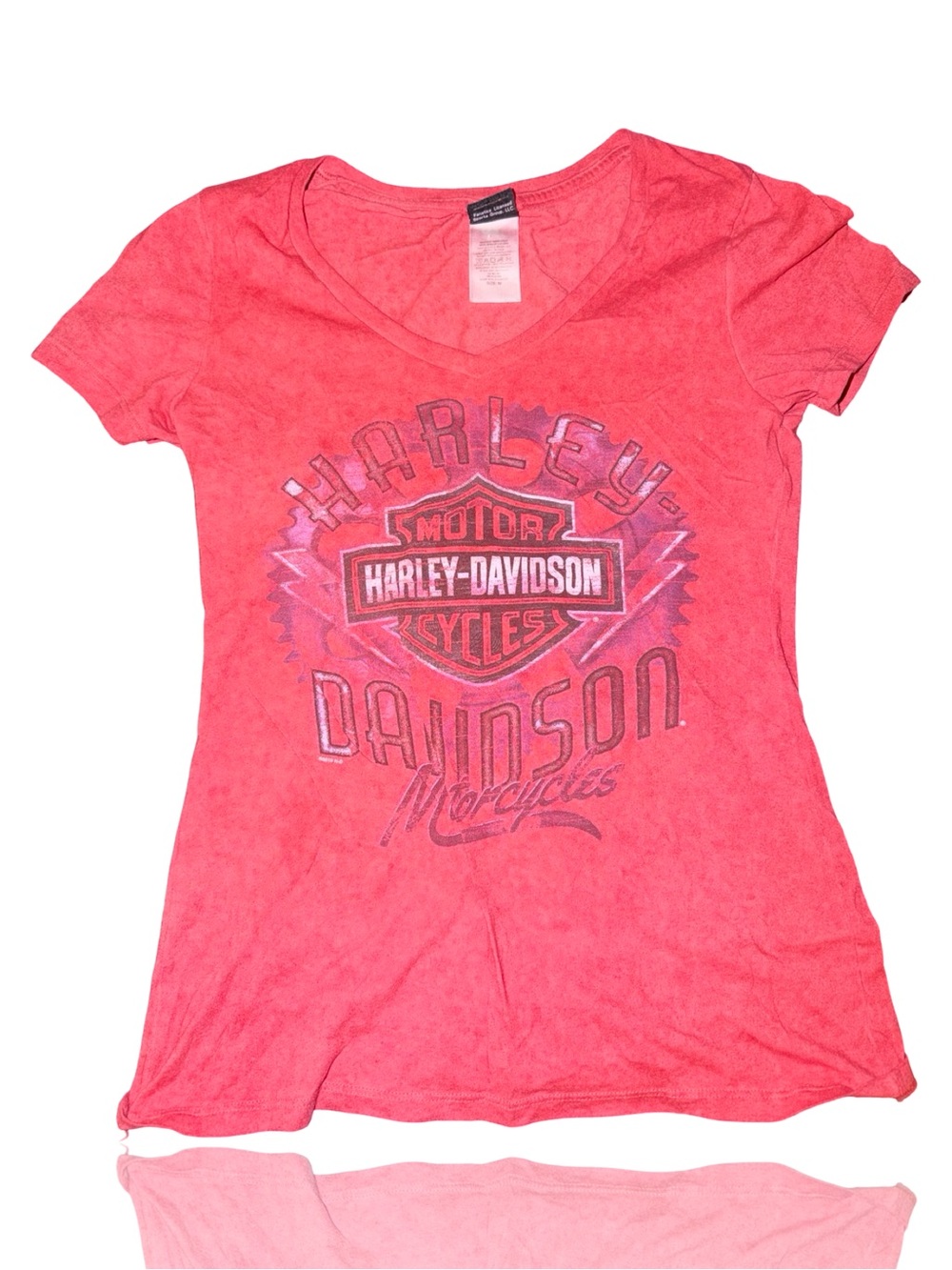 Harley-Davidson T-Shirt Womens M Pink Burnout V-Neck Graphic Athens GA